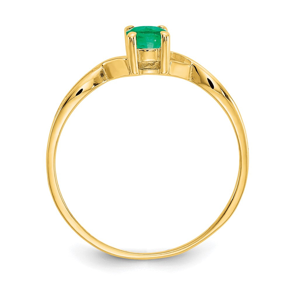 10K Yellow Gold Polished Geniune Emerald Birthstone Ring