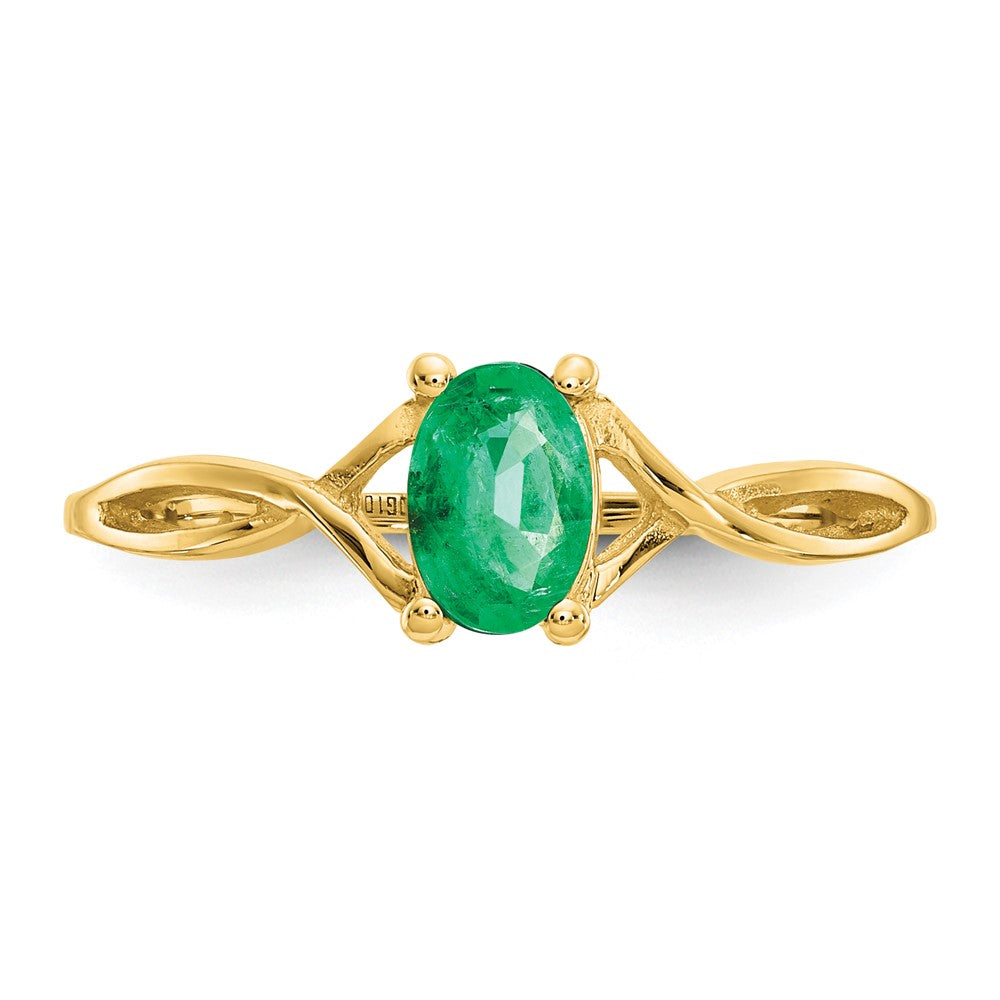 10K Yellow Gold Polished Geniune Emerald Birthstone Ring