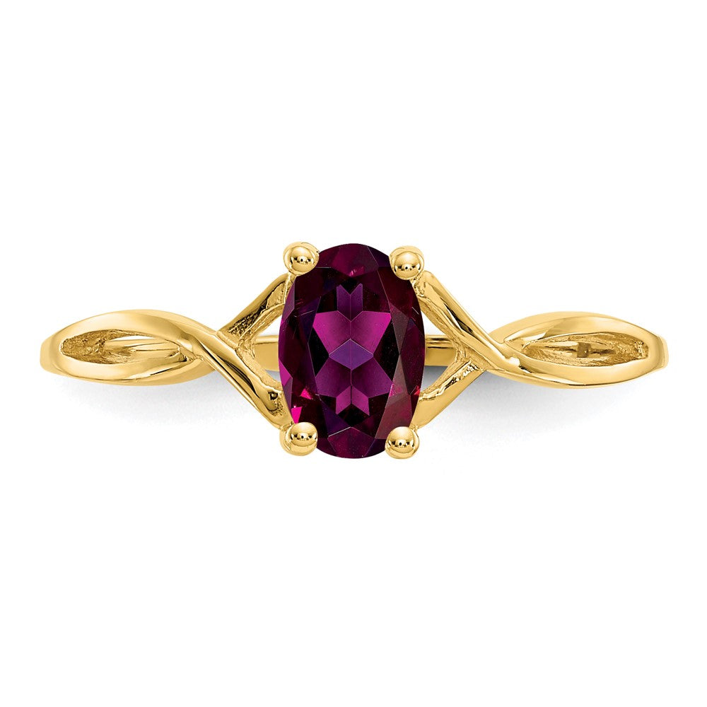 10k Yellow Gold Polished Genuine Rhodolite Garnet Birthstone Ring