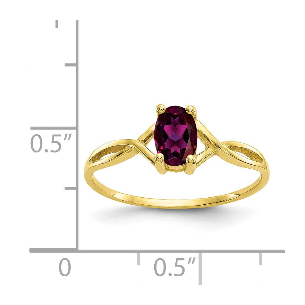 10k Yellow Gold Polished Genuine Rhodolite Garnet Birthstone Ring