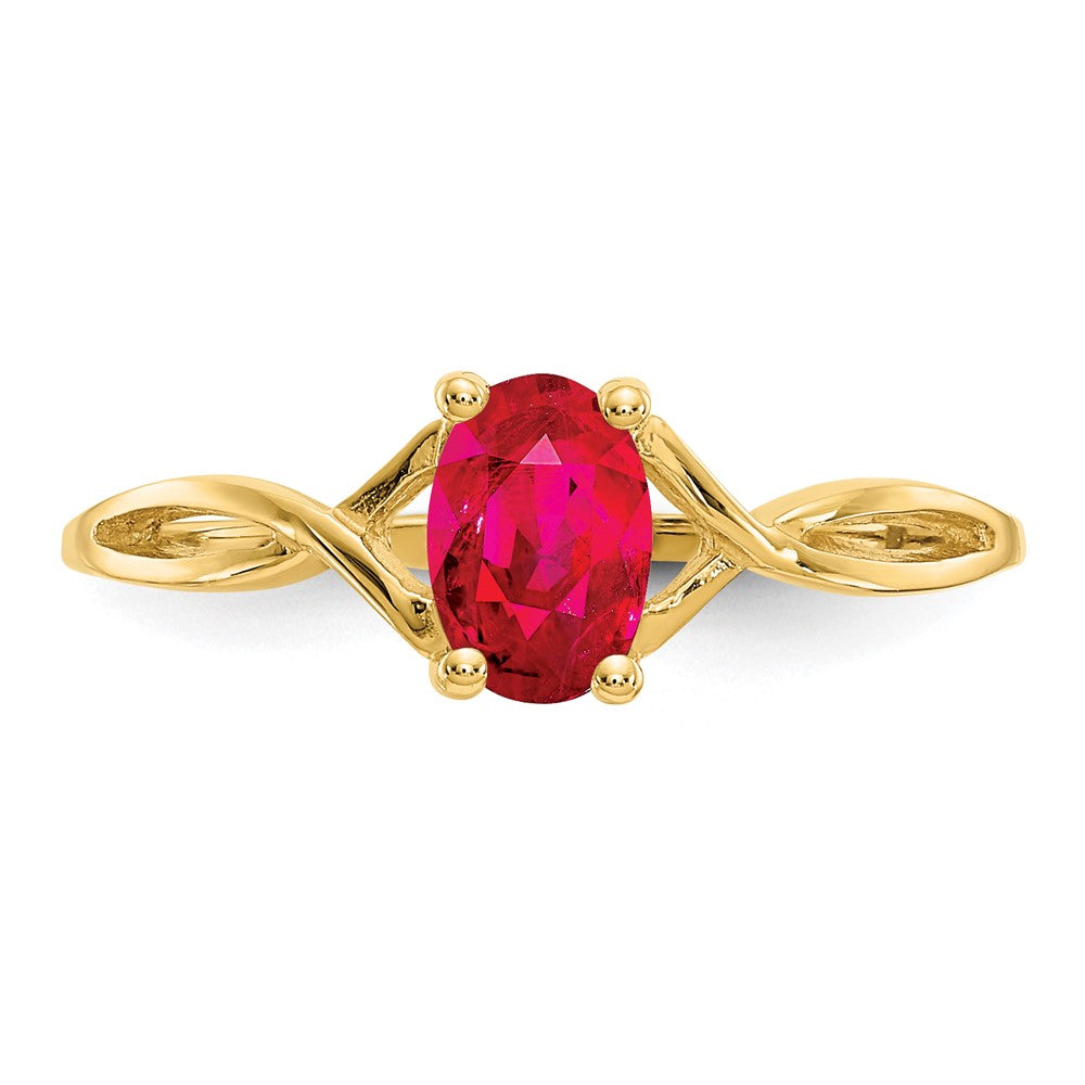 10K Yellow Gold Polished Geniune Ruby Birthstone Ring