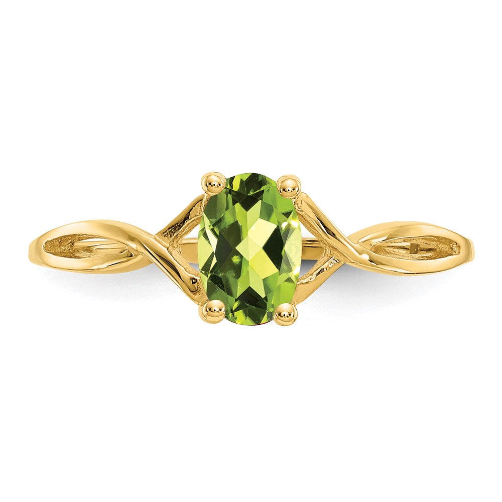 10K Yellow Gold Polished Geniune Peridot Birthstone Ring