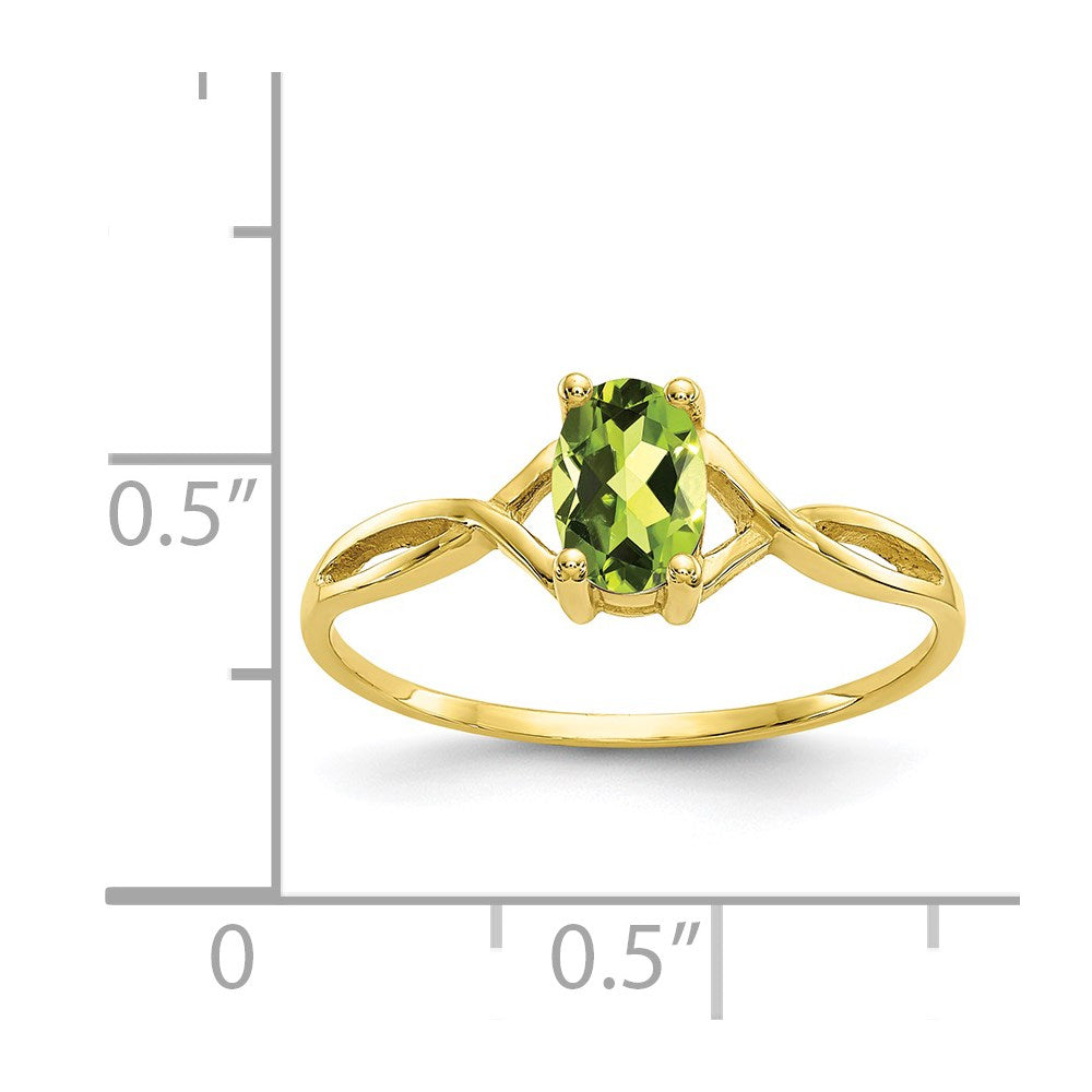 10K Yellow Gold Polished Geniune Peridot Birthstone Ring