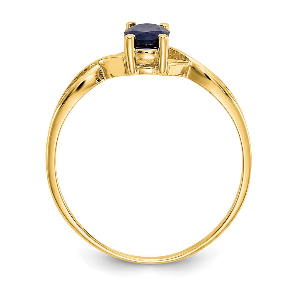 10K Yellow Gold Polished Geniune Sapphire Birthstone Ring