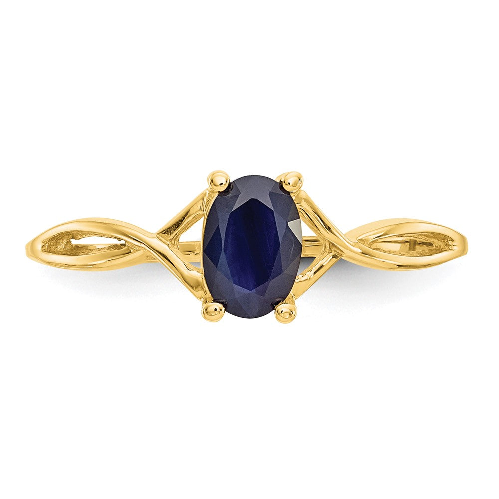 10K Yellow Gold Polished Geniune Sapphire Birthstone Ring