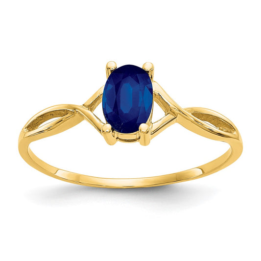 10K Yellow Gold Polished Geniune Sapphire Birthstone Ring