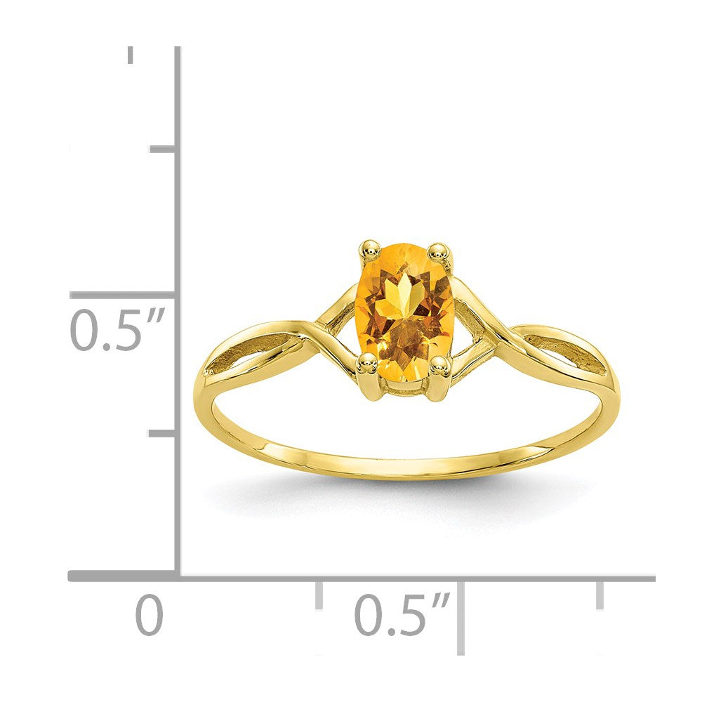 10K Yellow Gold Polished Geniune Citrine Birthstone Ring