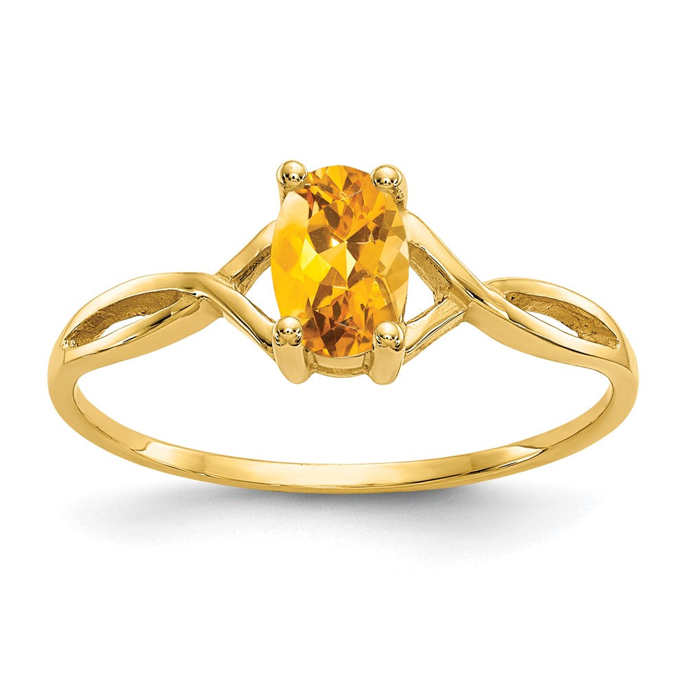 10K Yellow Gold Polished Geniune Citrine Birthstone Ring