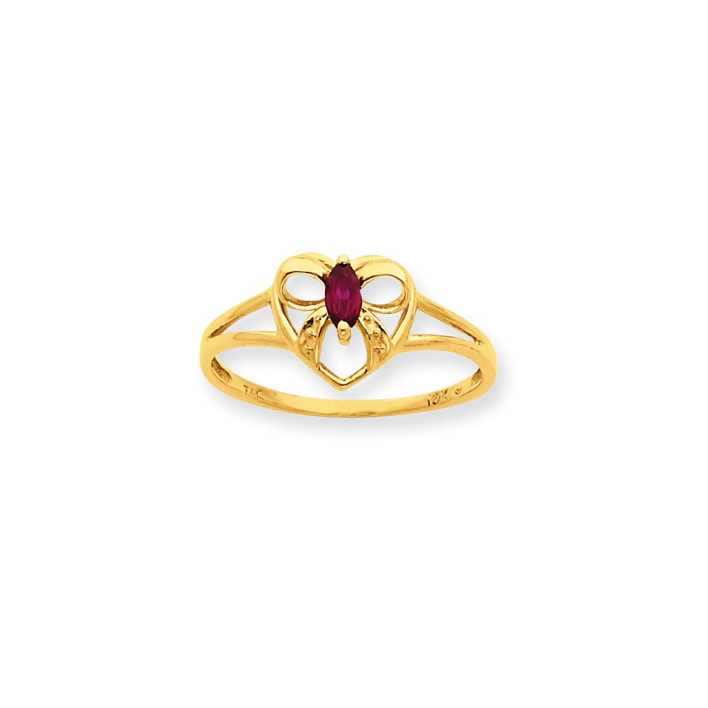 10K Yellow Gold Polished Geniune Garnet Birthstone Ring