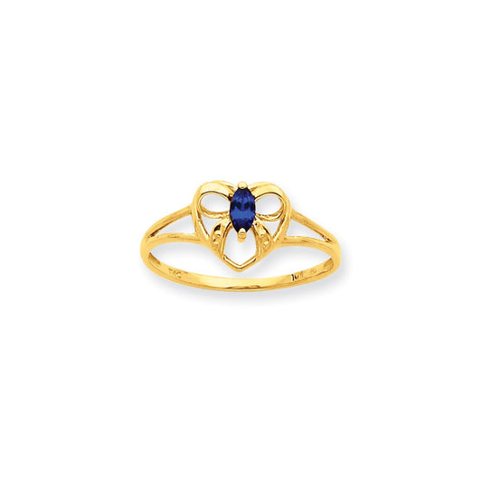 10K Yellow Gold Polished Geniune Sapphire Birthstone Ring