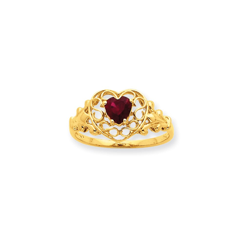 10K Yellow Gold Polished Geniune Garnet Birthstone Ring