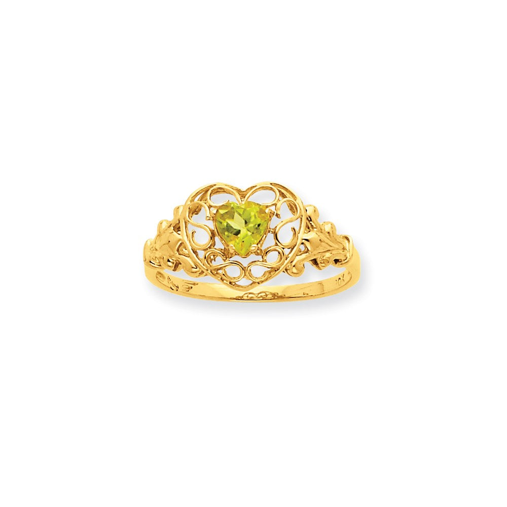 10K Yellow Gold Polished Geniune Peridot Birthstone Ring