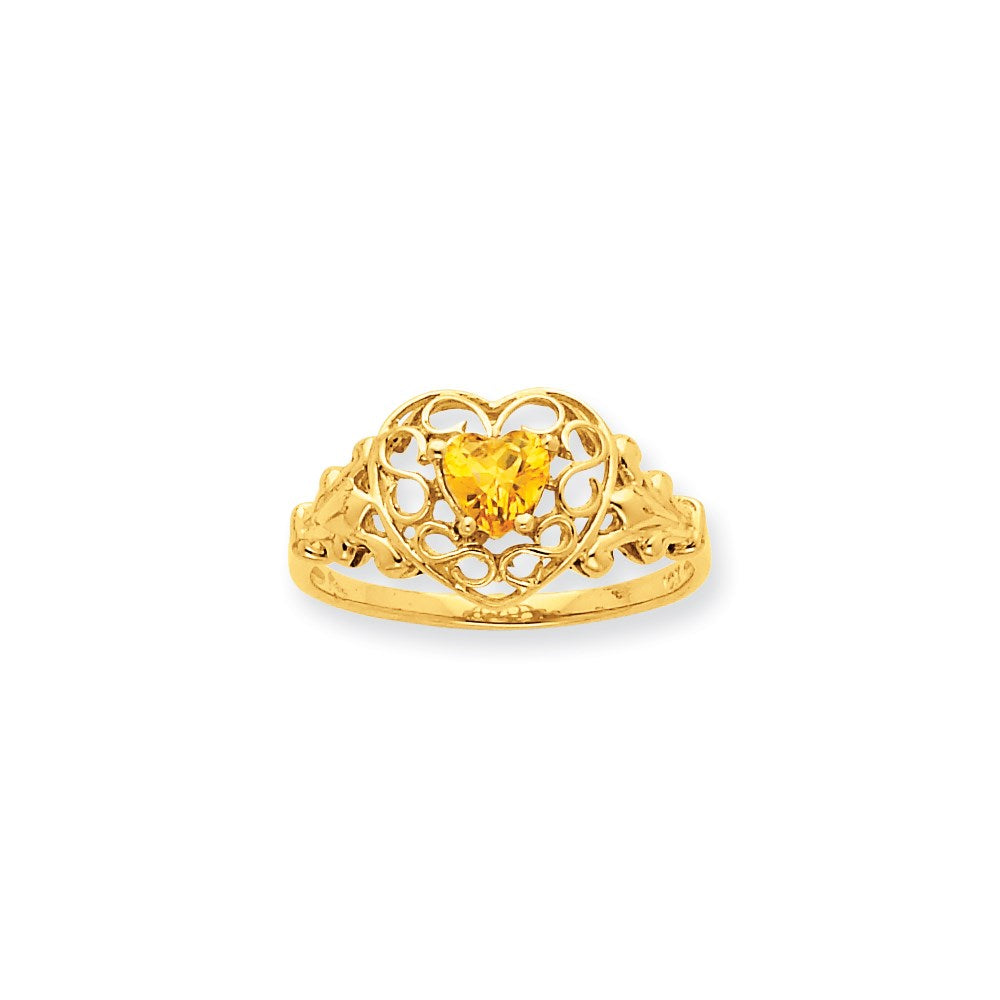 10K Yellow Gold Polished Geniune Citrine Birthstone Ring