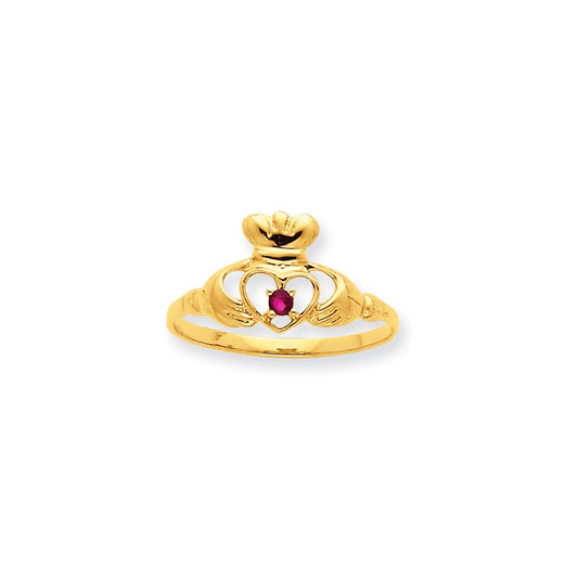 10K Yellow Gold Polished Geniune Garnet Birthstone Ring