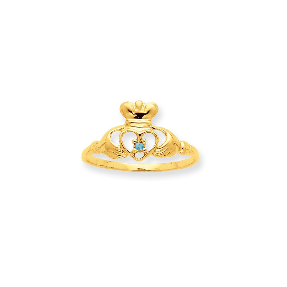 10K Yellow Gold Polished Geniune Aquamarine Birthstone Ring