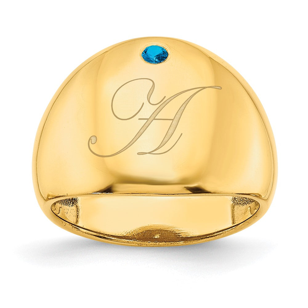 10K Yellow Gold 1 Birthstone Personalized Cigar Ring