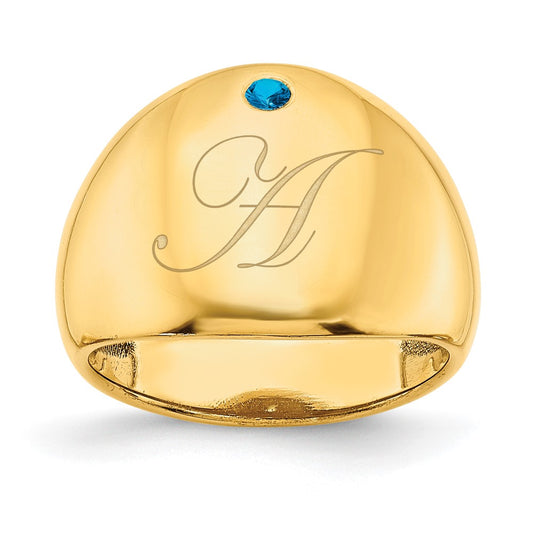 10K Yellow Gold 1 Birthstone Personalized Cigar Ring