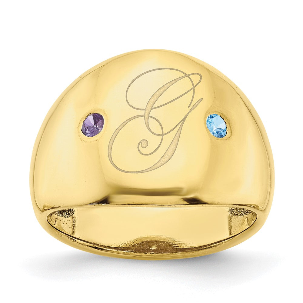 10K Yellow Gold 2 Birthstone Personalized Cigar Ring