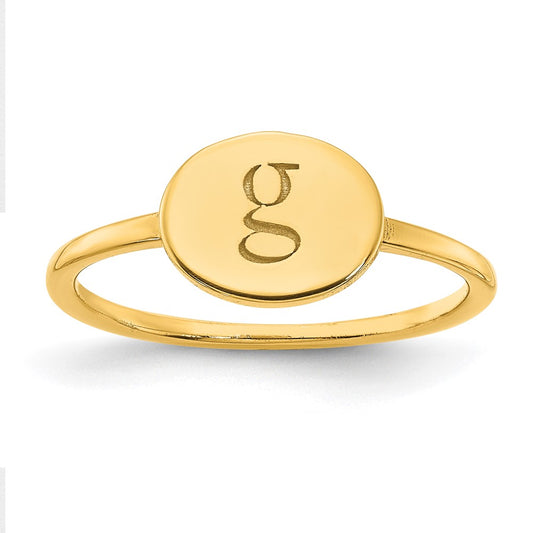 10K Yellow Gold Initial Oval Signet Ring