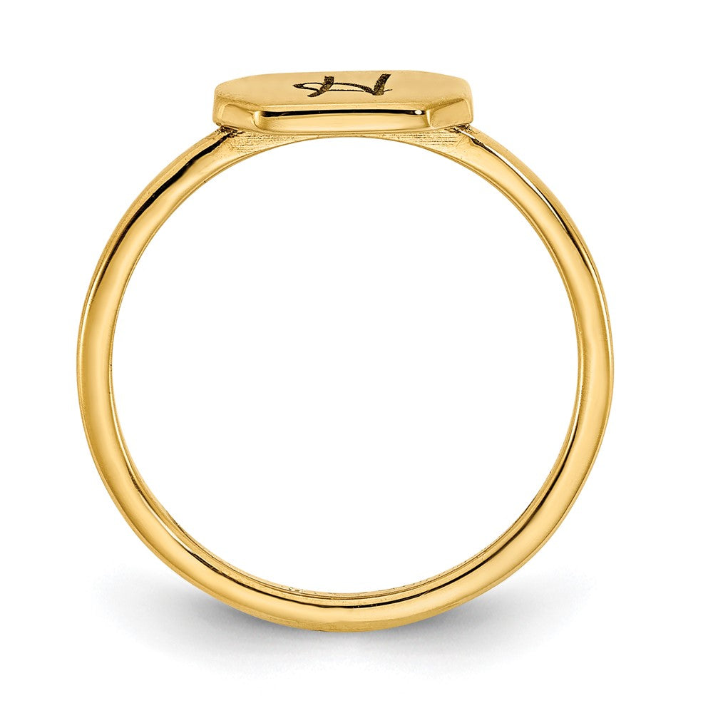 10K Yellow Gold Initial Octagon Signet Ring