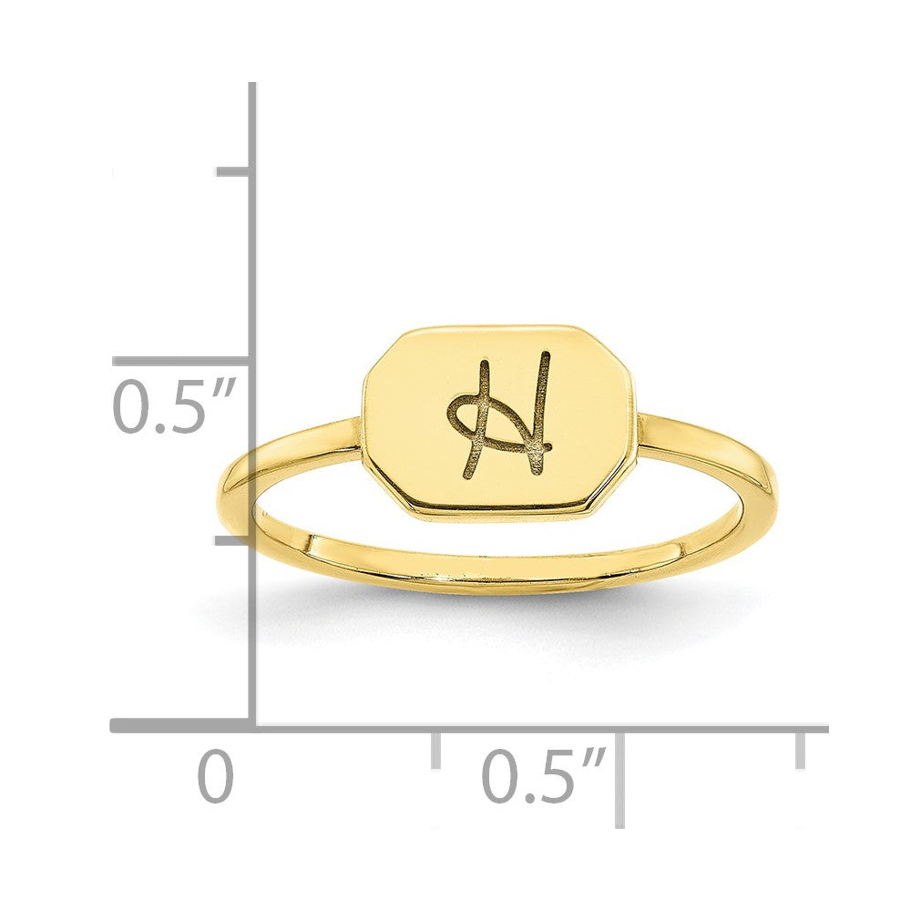 10K Yellow Gold Initial Octagon Signet Ring