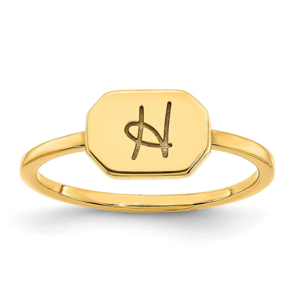 10K Yellow Gold Initial Octagon Signet Ring