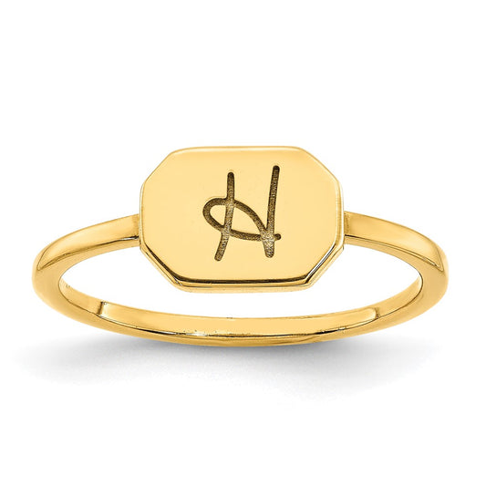 10K Yellow Gold Initial Octagon Signet Ring