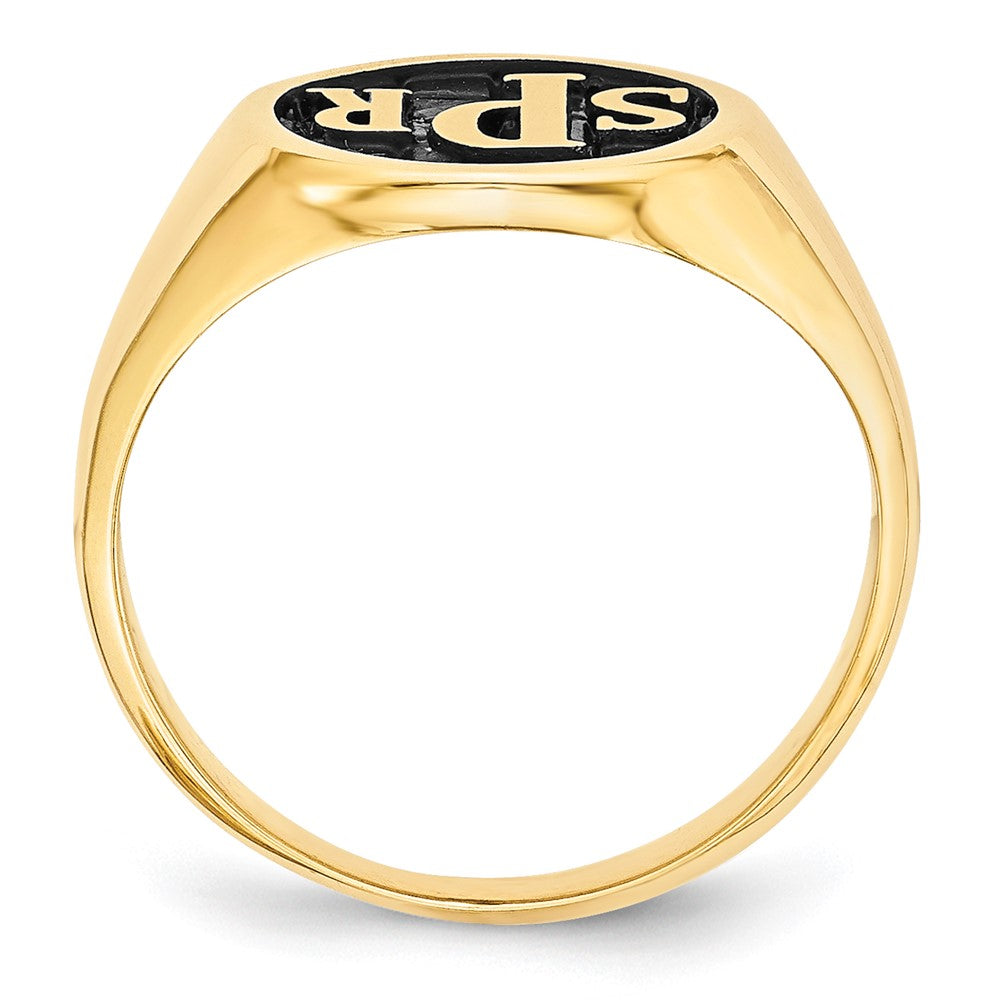 10K Yellow Gold Polished with Antiqued Background Monogram Signet Ring