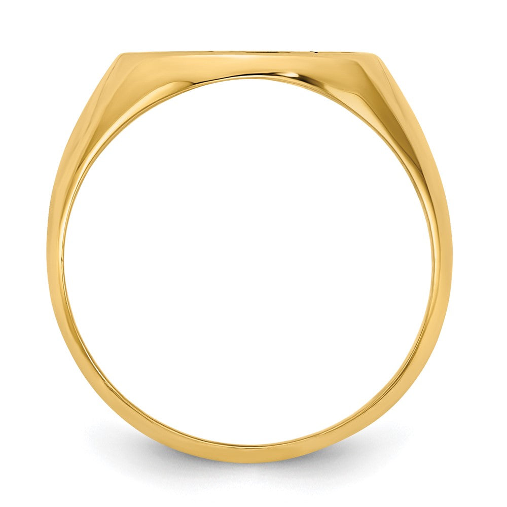 10K Yellow Gold Polished with Antiqued Background Monogram Signet Ring