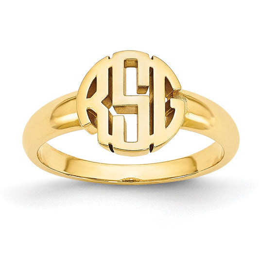 10K Yellow Gold Polished Monogram Signet Ring