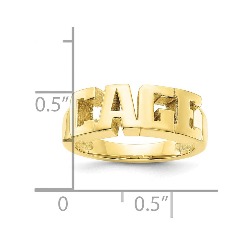 10K Yellow Gold Polished Personalized Name Ring