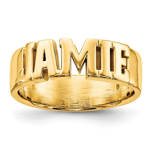 10K Yellow Gold Polished Personalized Name Ring