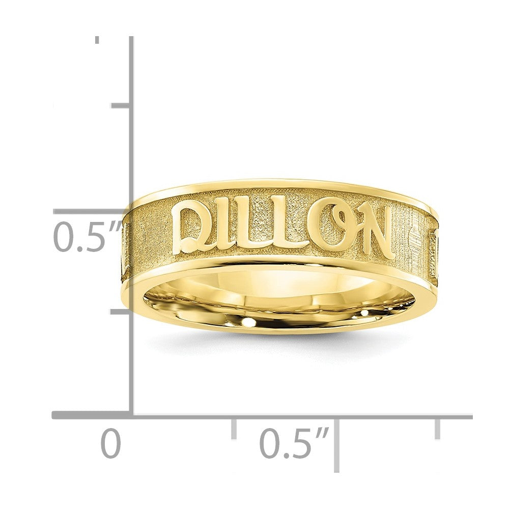 10K Yellow Gold Polished and Textured Personalized Name Ring