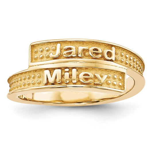 10K Yellow Gold Personalized Polished and Textured Ring