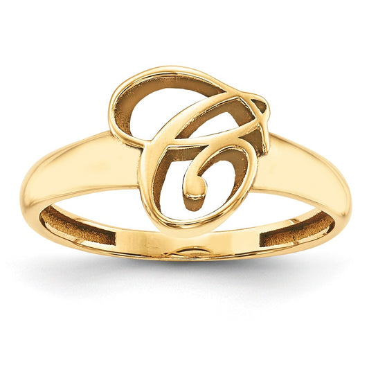 10K Yellow Gold Polished Initial Ring