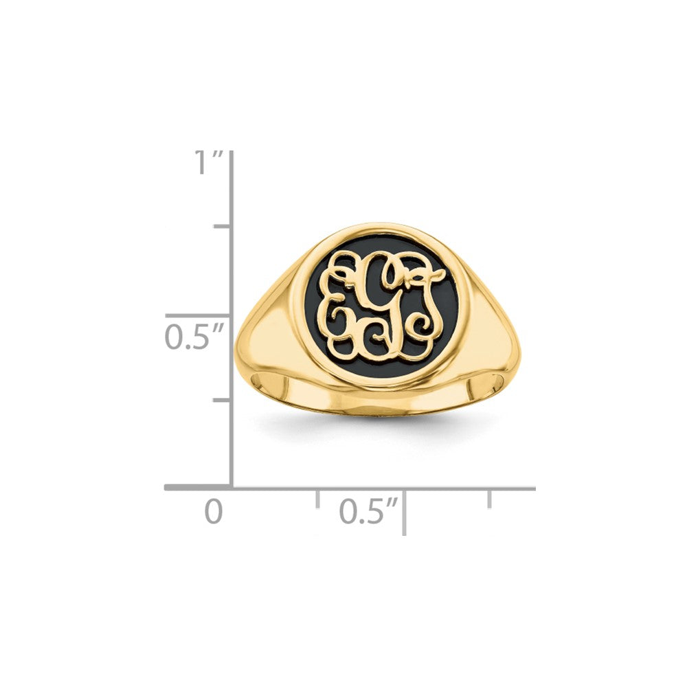 10K Yellow Gold Casted High Polished Antiqued or Sandblast Monogram Ring