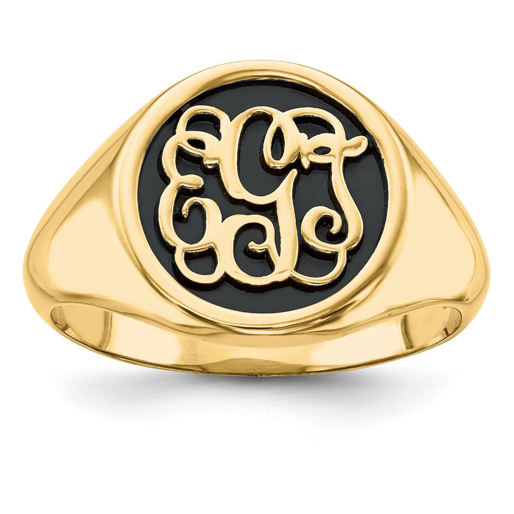 10K Yellow Gold Casted High Polished Antiqued or Sandblast Monogram Ring