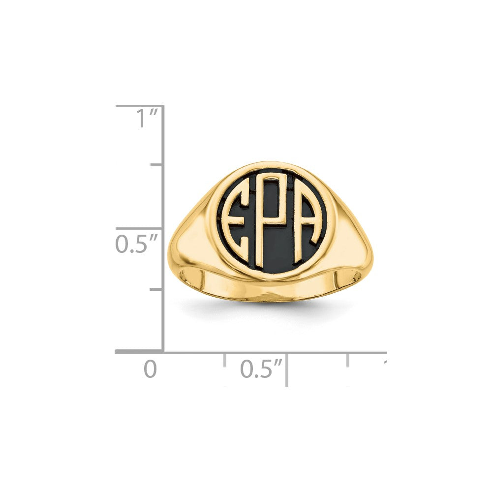 10K Yellow Gold Casted High Polished Antiqued or Sandblast Monogram Ring