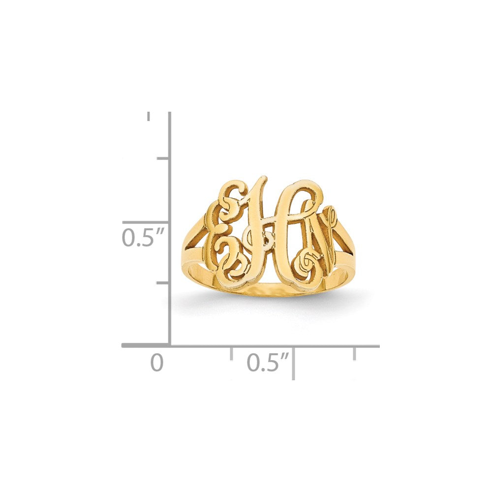 10K Yellow Gold Polished Monogram Ring