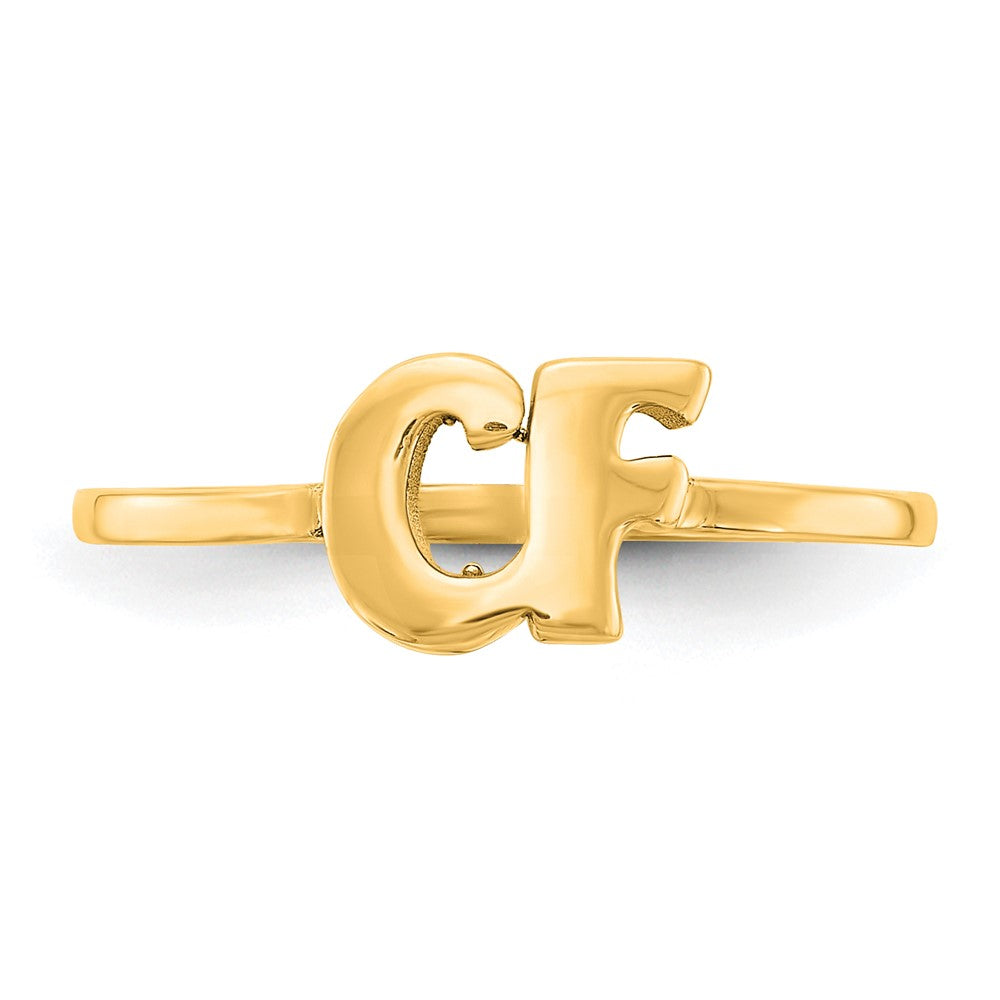 10K Yellow Gold Double Initial Script or Block Font Ring