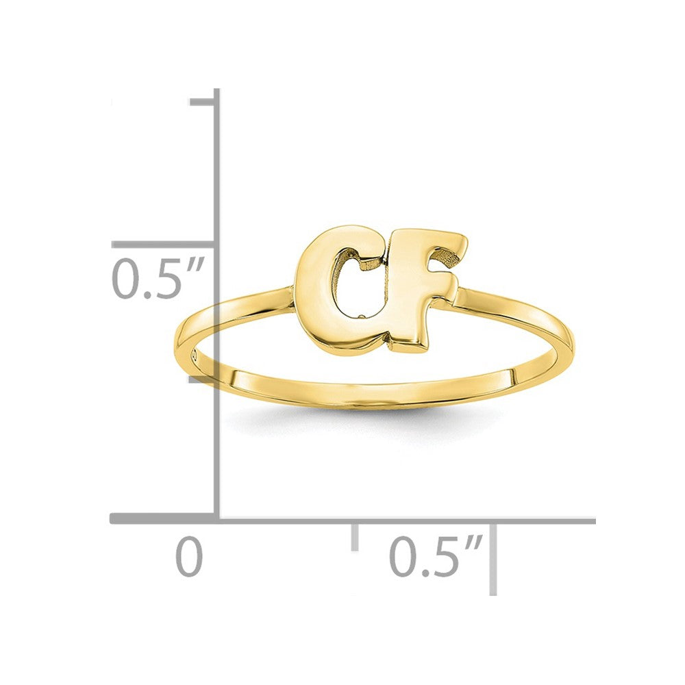 10K Yellow Gold Double Initial Script or Block Font Ring