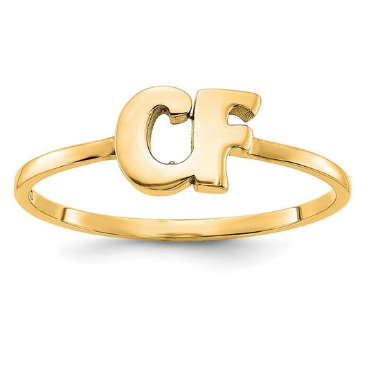 10K Yellow Gold Double Initial Script or Block Font Ring