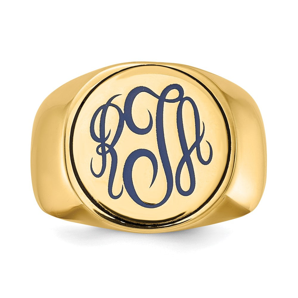 10K Yellow Gold Round with Engravable Top Signet Ring