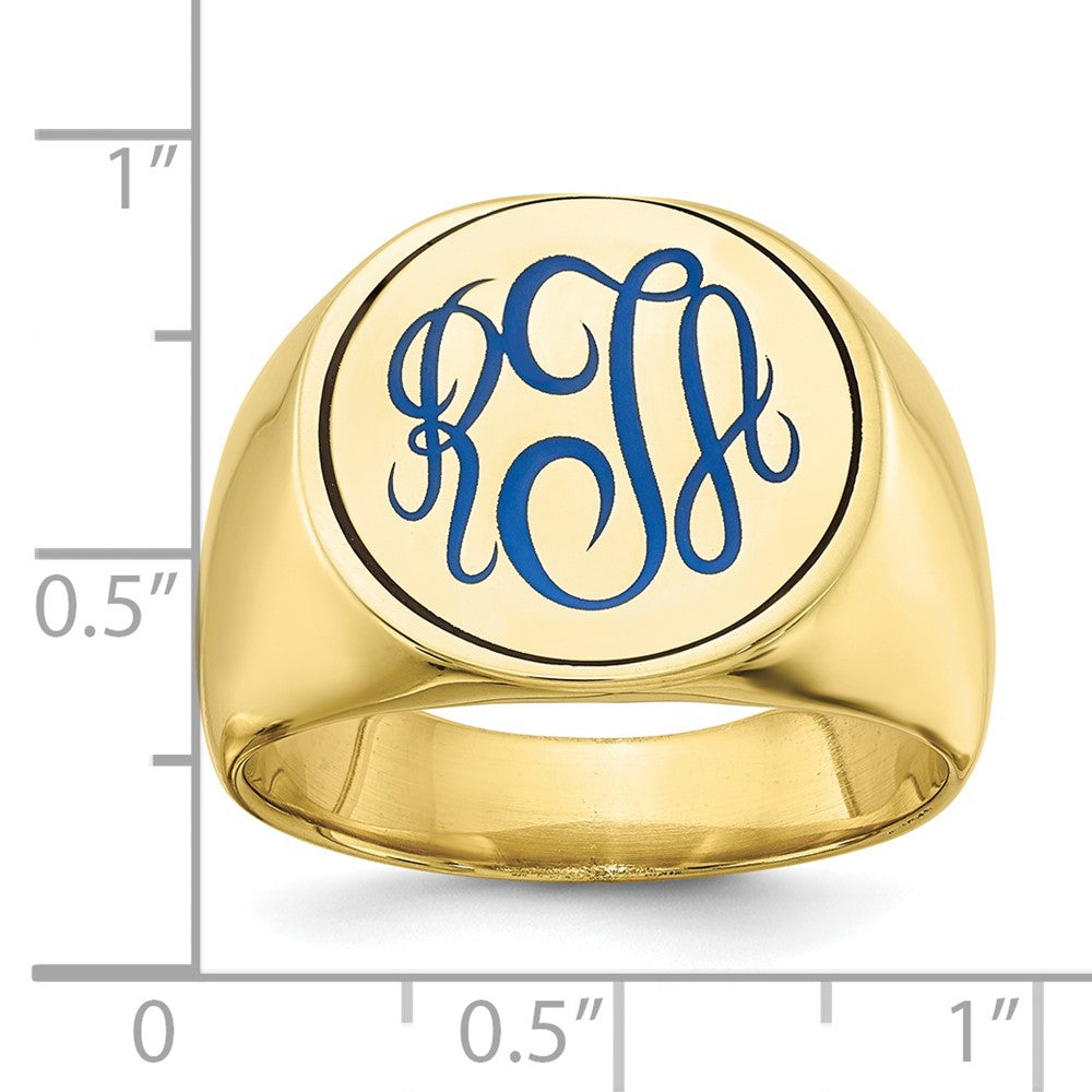 10K Yellow Gold Round with Engravable Top Signet Ring