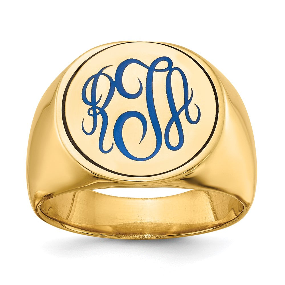 10K Yellow Gold Round with Engravable Top Signet Ring