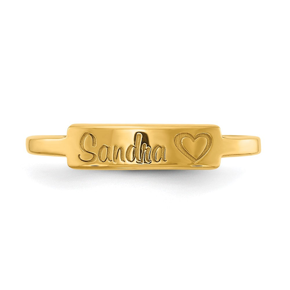 10K Yellow Gold Personalized Name Bar Ring