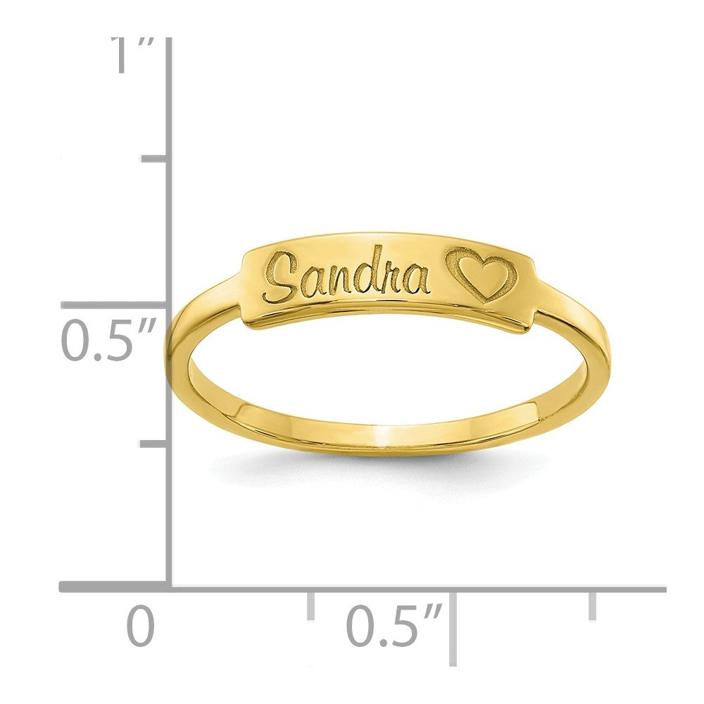 10K Yellow Gold Personalized Name Bar Ring