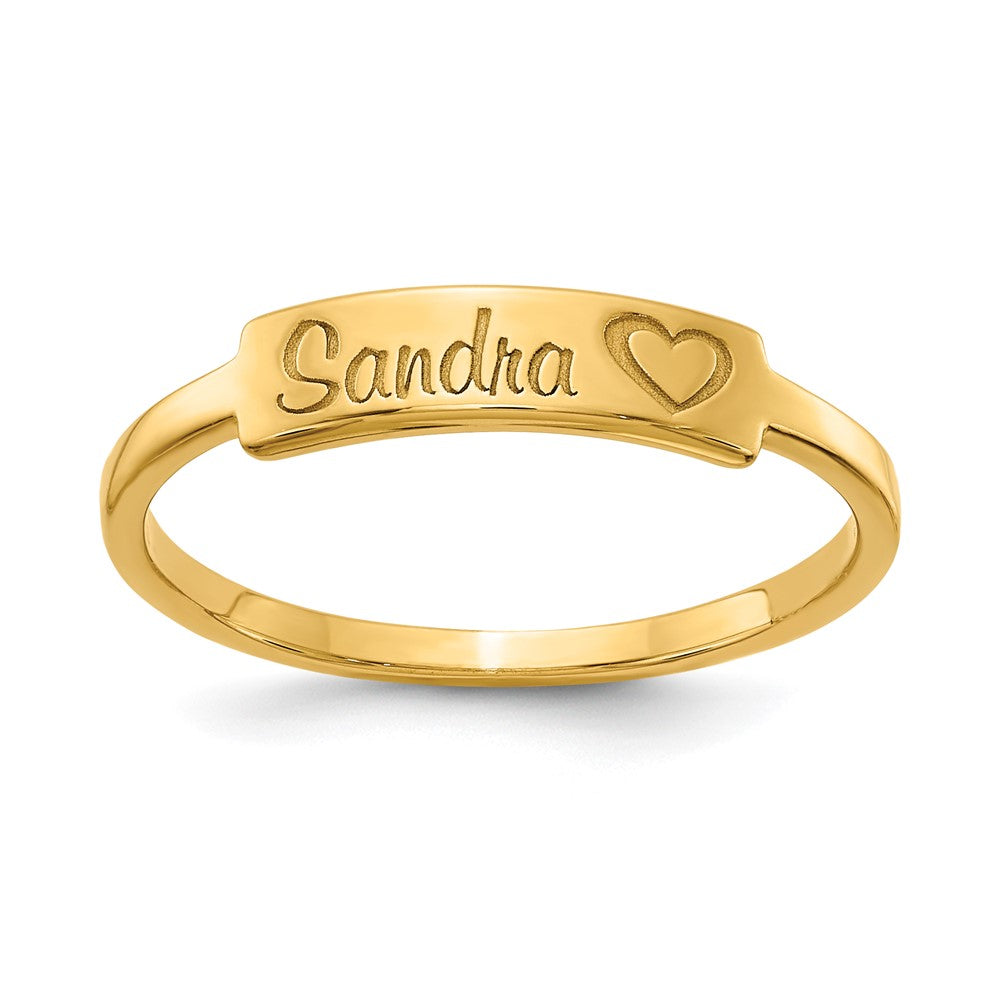 10K Yellow Gold Personalized Name Bar Ring