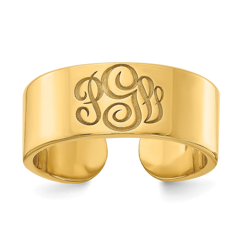 10K Yellow Gold Polished Cigar Style Monogram Ring