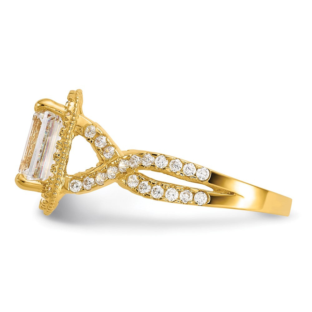 10K Yellow Gold Tiara Collection Polished CZ Ring